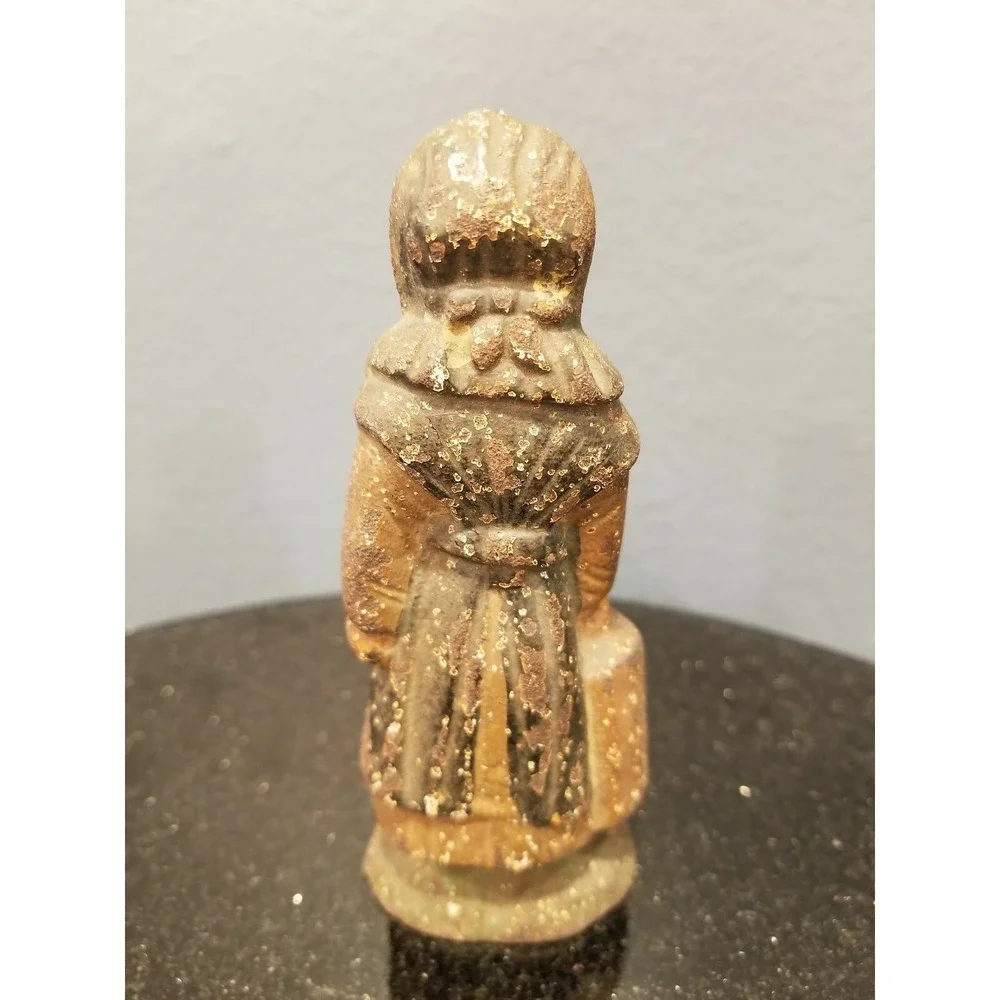 Vintage Amish Quaker Farmer Woman Cast Iron Figurine 4.75